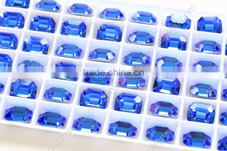 Nice sapphire octagon facets crystal fancy stone for jewelry/dress/shoes/bags/hats ornaments