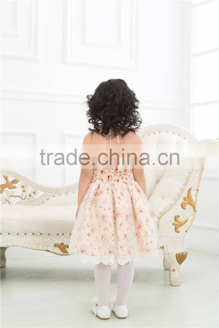 Newest Design Sling Fashion Kids Party Wear Girl Dress Baby Floral Backless Dress