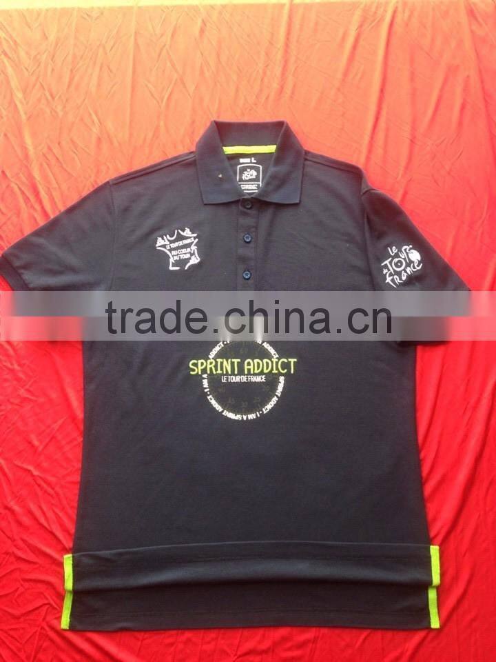 High quality of custom polo shirt, 100% cotton pique, printing and embroidery