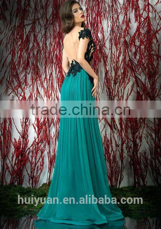 high quality chiffon flower high neck popular arab style dress