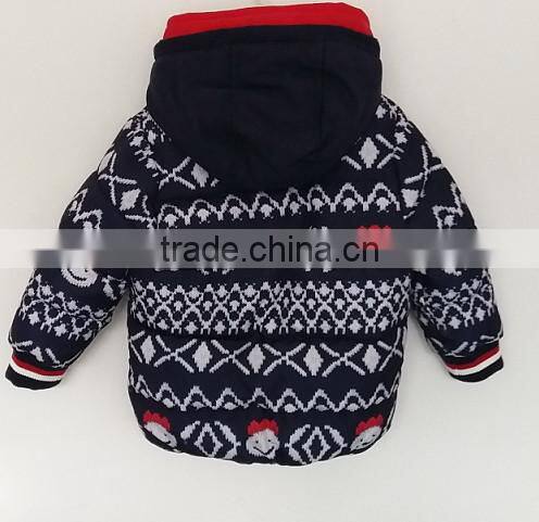 boys navy and red knit embroided overcoat for winter
