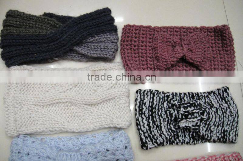 2016 Fashion winter top quality soft yarn latest woman designer crochet hairband