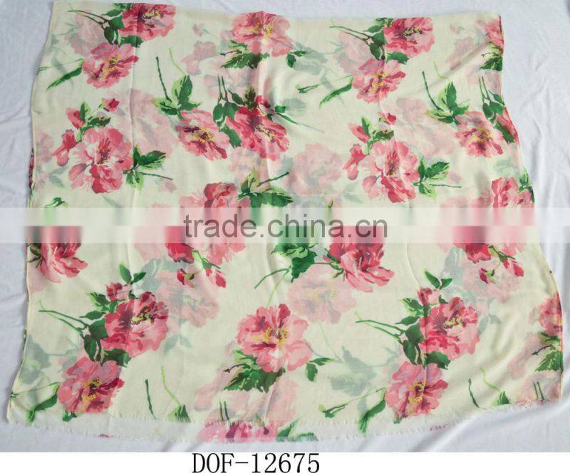 Fashion popular chiffon spring floral hot scarf 100%viscose