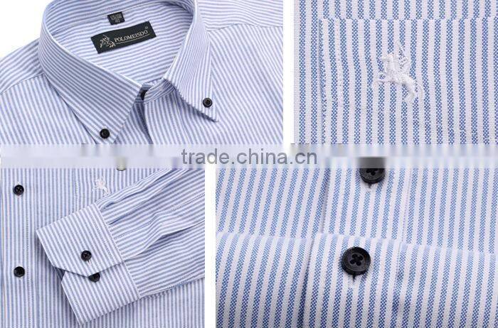 Men's autumn long sleeved shirt with stripes of young and middle aged business casual shirt