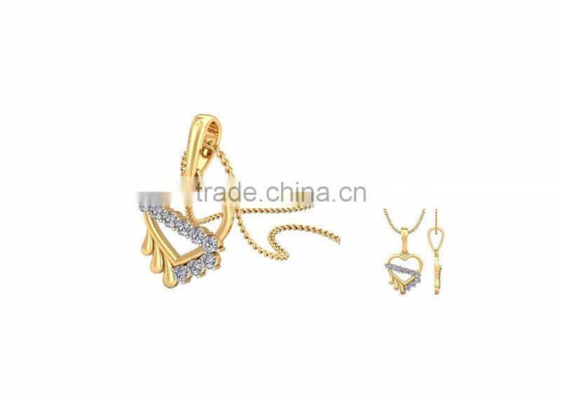 Gold Plated Designer CZ Studded Heart Pendant