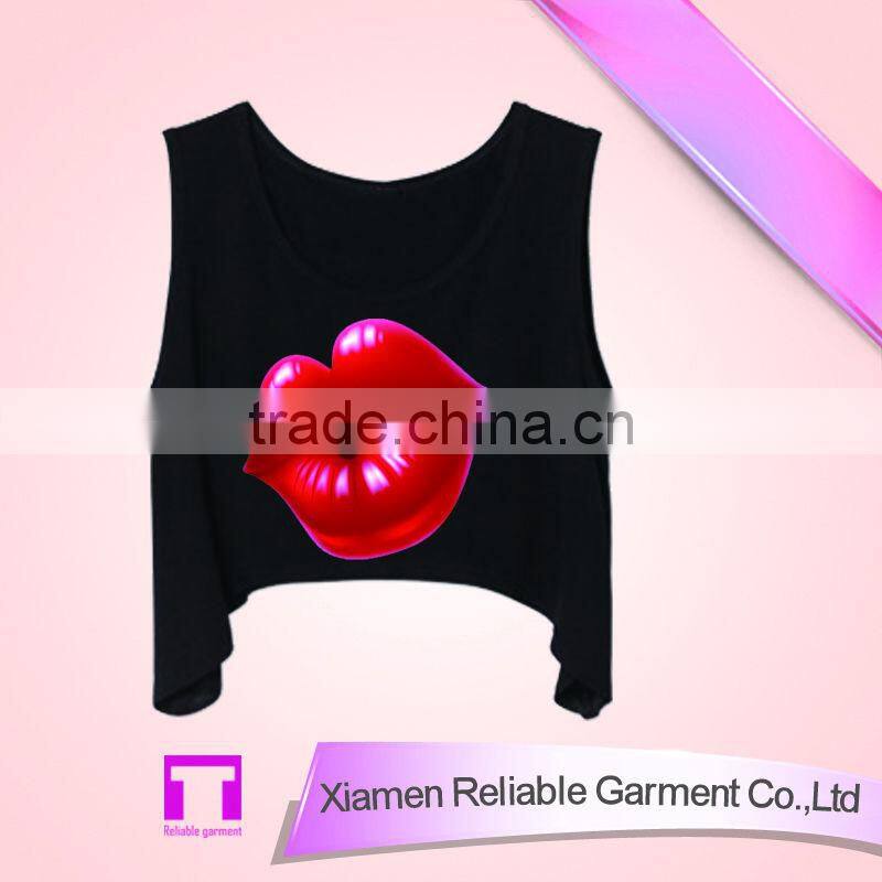 32S cotton prints summer ladies custom tank top wholesale for women