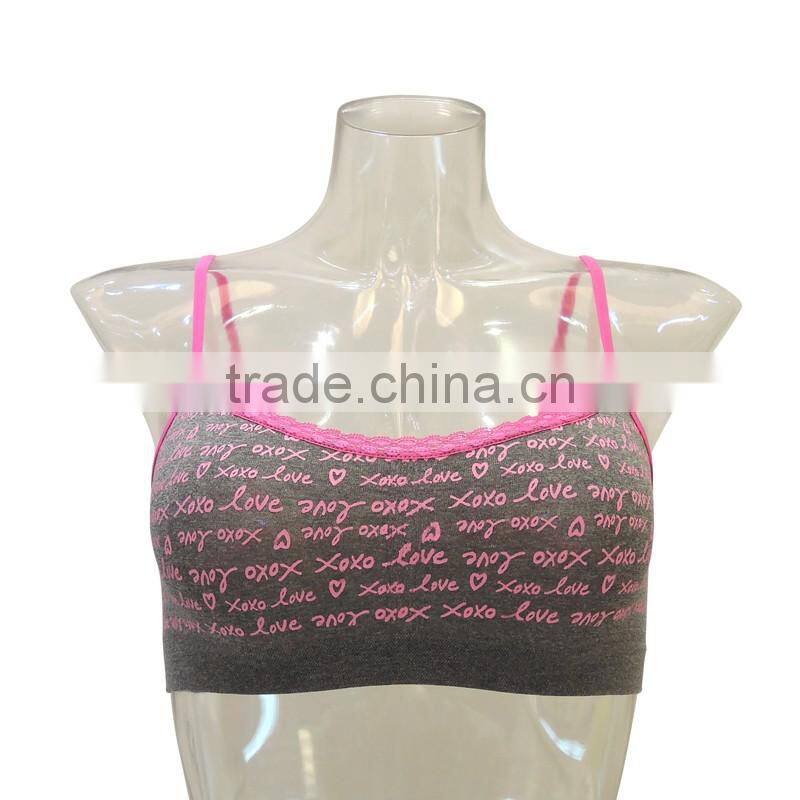 Printing straps seamless top kids underwear latest design girls tube top