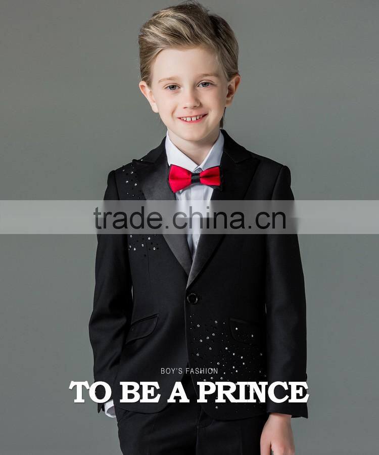 ELPA black 3 piece flower boy formal designer slim fit suits for kids