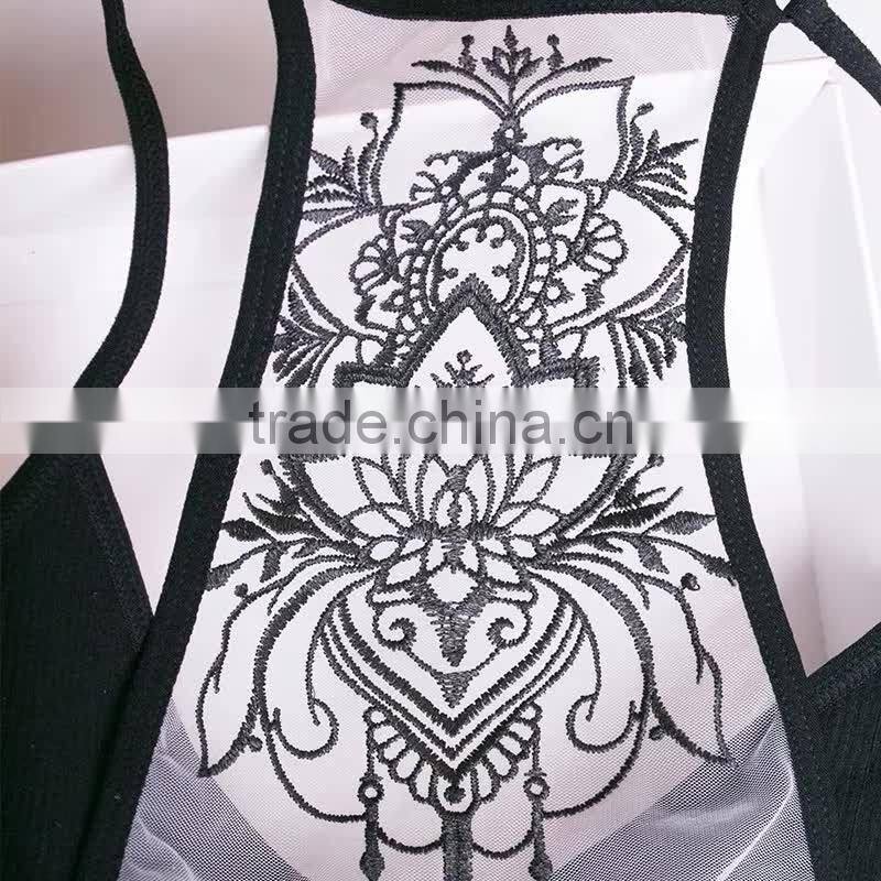 Stylish style beautiful embroidered back wireless bra sexy ladies yoga bra