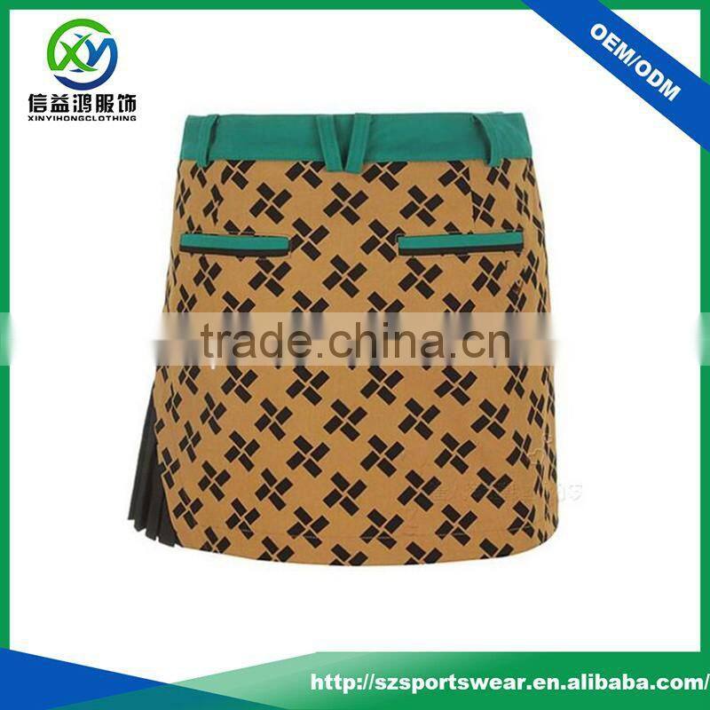 2016 hot sell contrast color combination fashion golf skirt with short