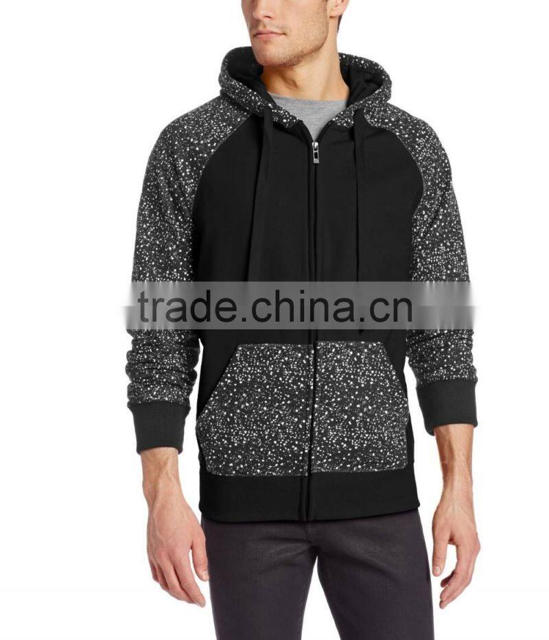 custom mens long sleeve heather contrast two color sports hoodies /sweatshirts HS00158