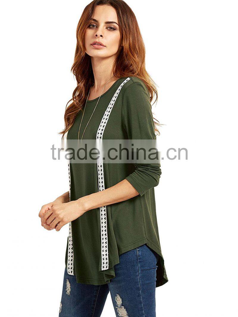 Fashion OEM elegant long sleeves knit blouse Lady plus size top for wholesale
