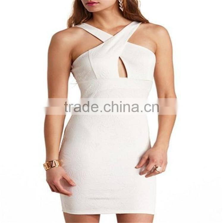 2016 designed for fashion women dress bodycon sleeveless,halter rock neck bottom OEM