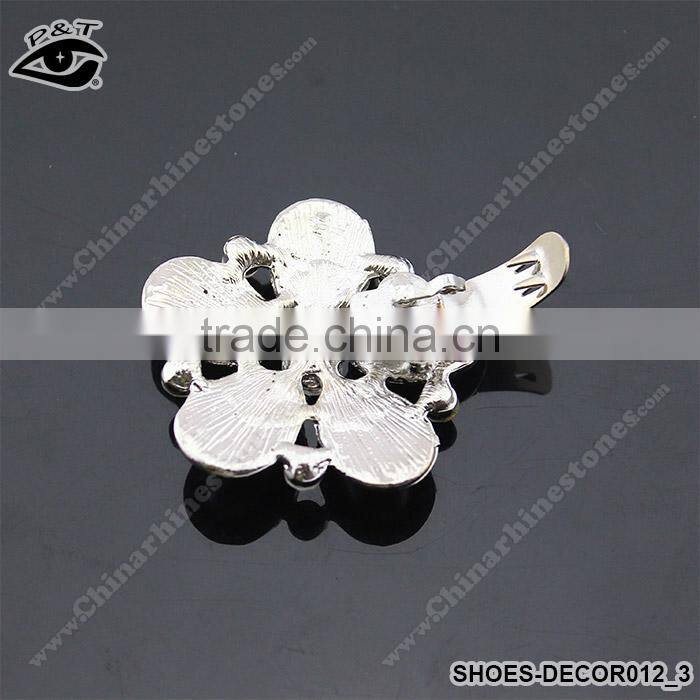 Flower shaped rhinestone ornaments for ladies high heel accessories shoe accessories with Metal Clip Jewelry Accessories