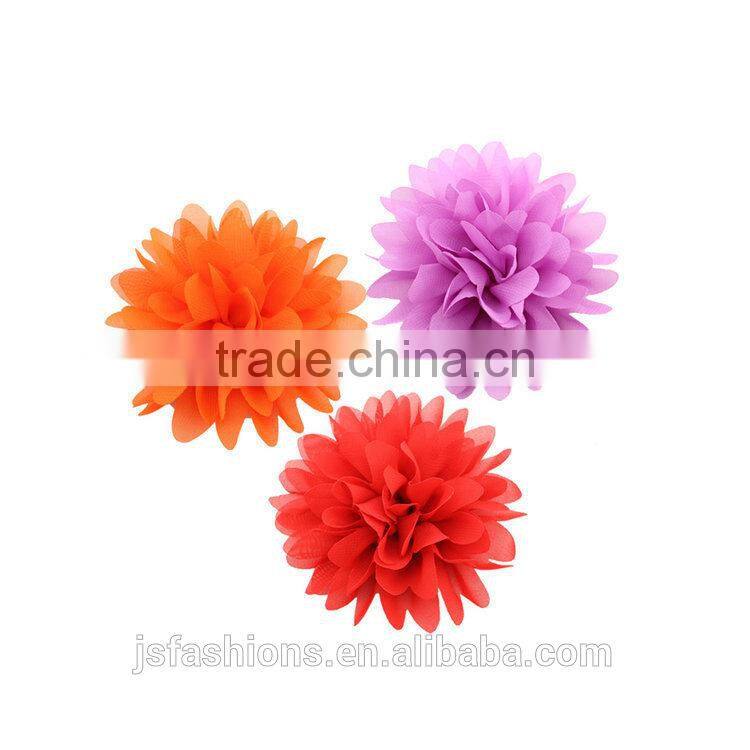 Handmade 10 colors 11cm fabric floral chiffon flower accessories, hair clip, shoes and garments accessories, DIY crafts flowers