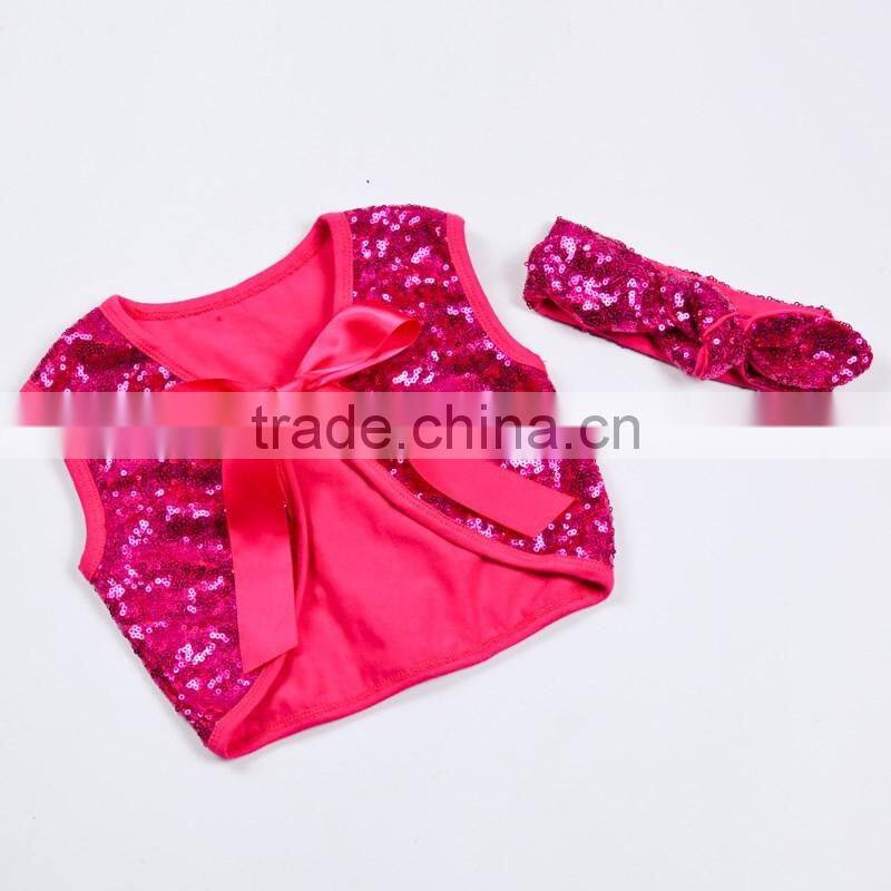 New design high quality hot girl wear organic cotton Christmas Sequin Top vest baby sequins safe no rash sleeveless vest
