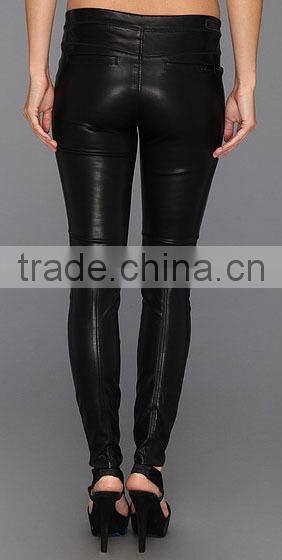 Womens Fashion Stretch Black Leather Legging