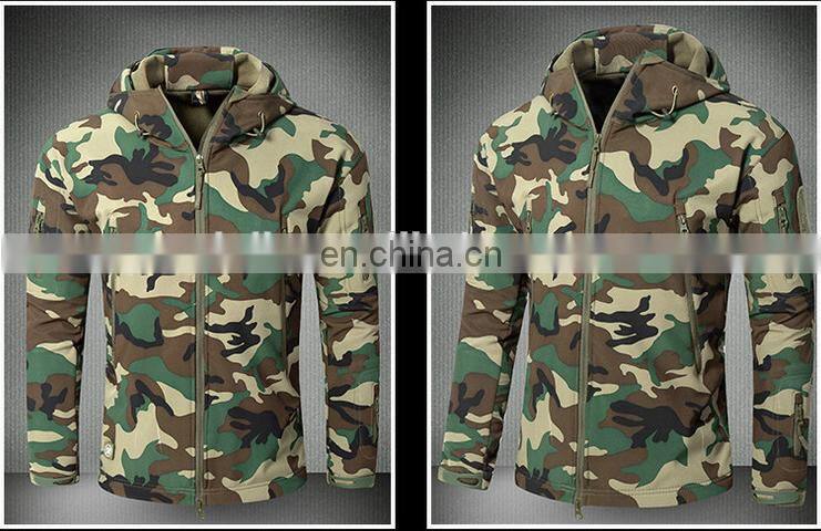Custom design military hooded softshell jacket for men