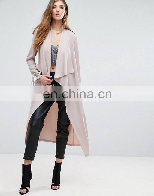 High Quality OEM Service Cheap Price Open Front 00% Polyester Women Dust Coat