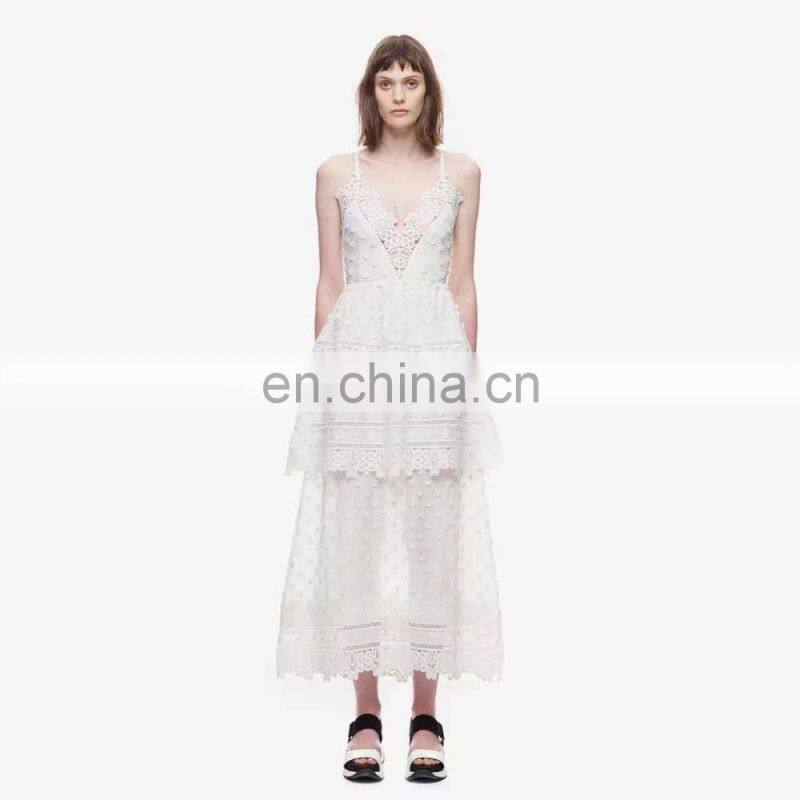 high quality long sleeve black transparent laceoffice dress with white skirt