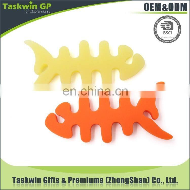 Custom design soft PVC fish bone shape wire holder clip
