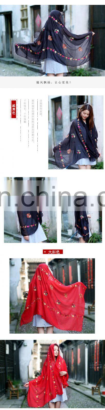 2017 new fashion TR cotton l design 90*180cm embroidery shaw embroider20170930