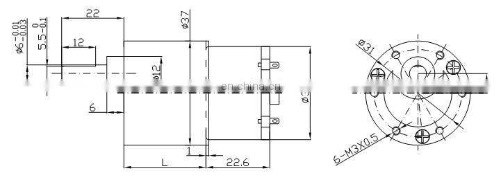 37mm 12V 150rpm DC High Torque Geared electric motors 37B520