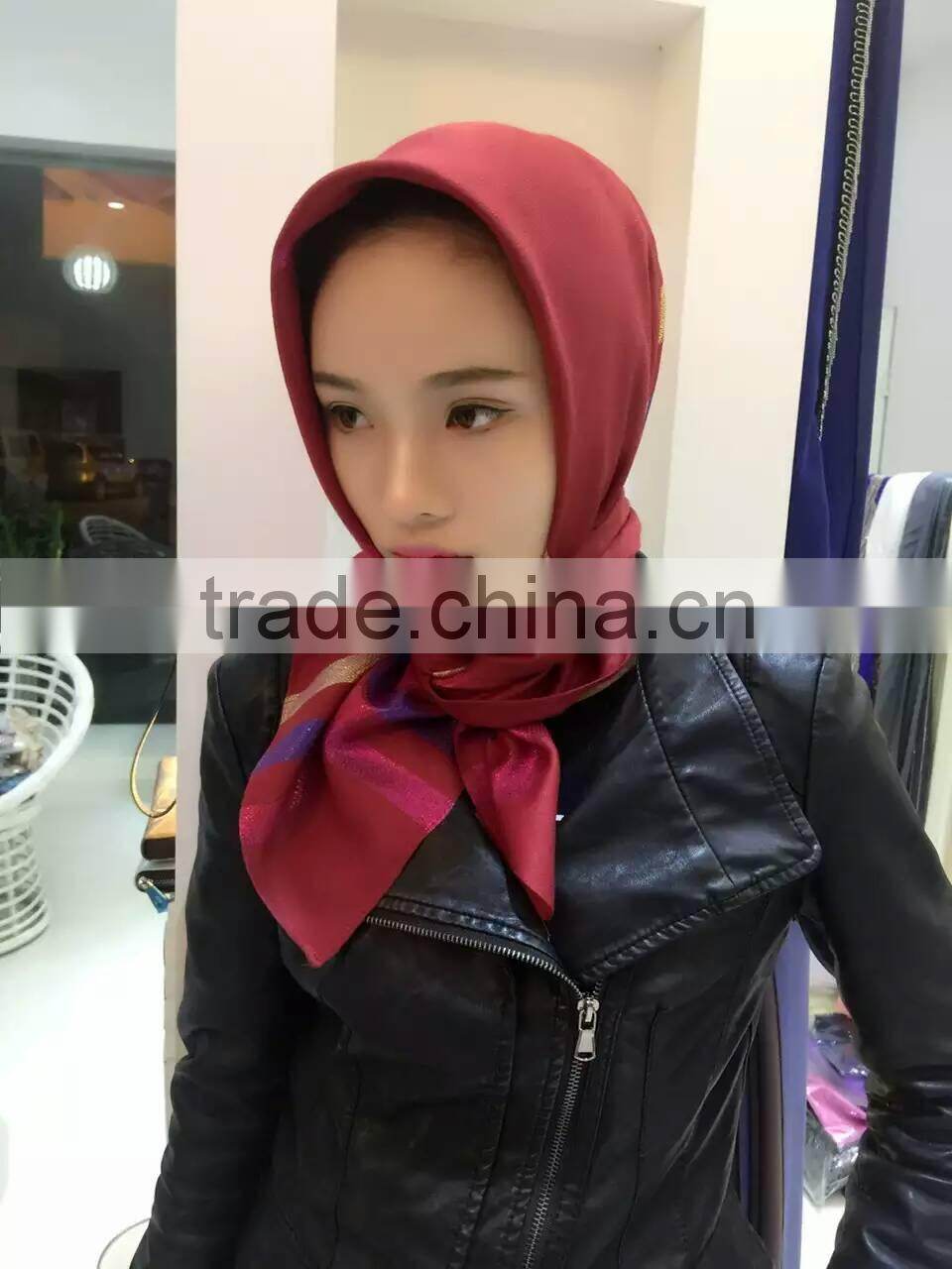 NEW 2016 90*90cm golden line muslim square scarf