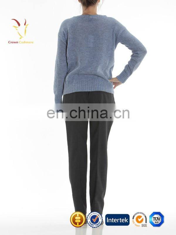 Women Crew Neck Breathable Cashmere Sweaters Pullover