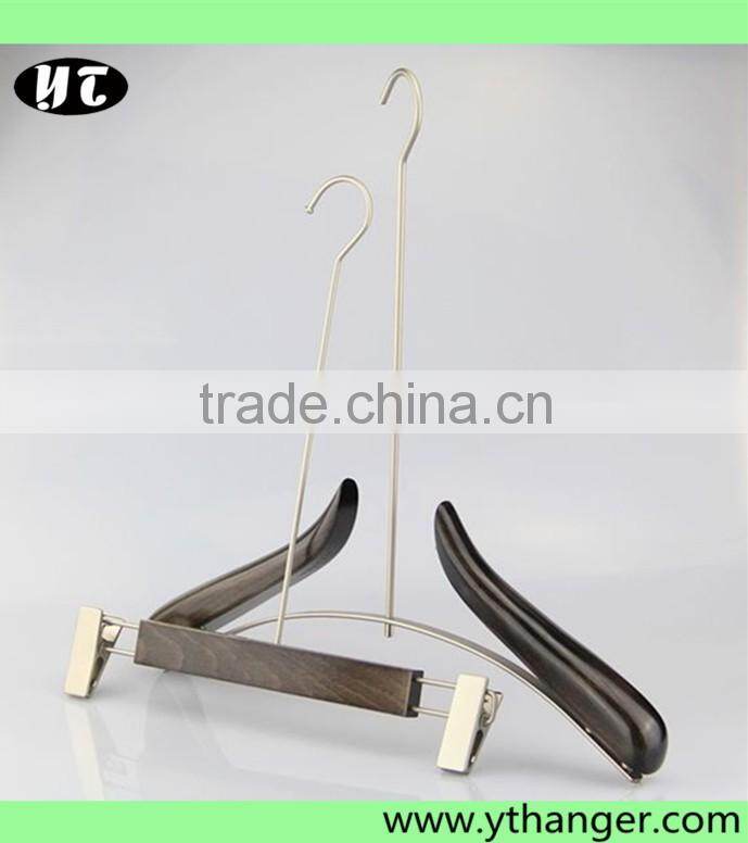 2016 new fashion long hook wooden hanger and pants hanger for luxury clothes