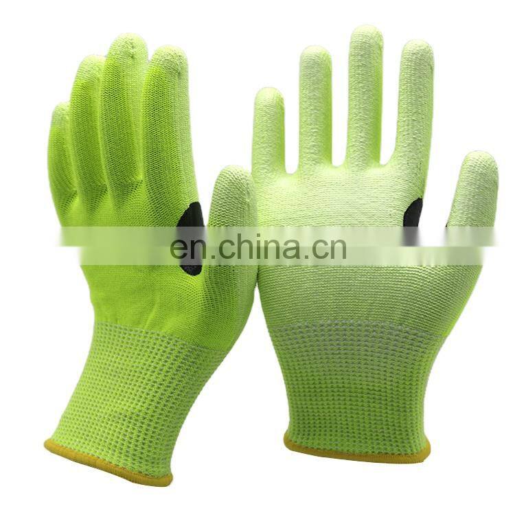 ANSI Cut Level A5 PU Coated Cut Resistant Steel Wire Safety Work Gloves With Thumb Arch Protection For Metal Stamping Assembly