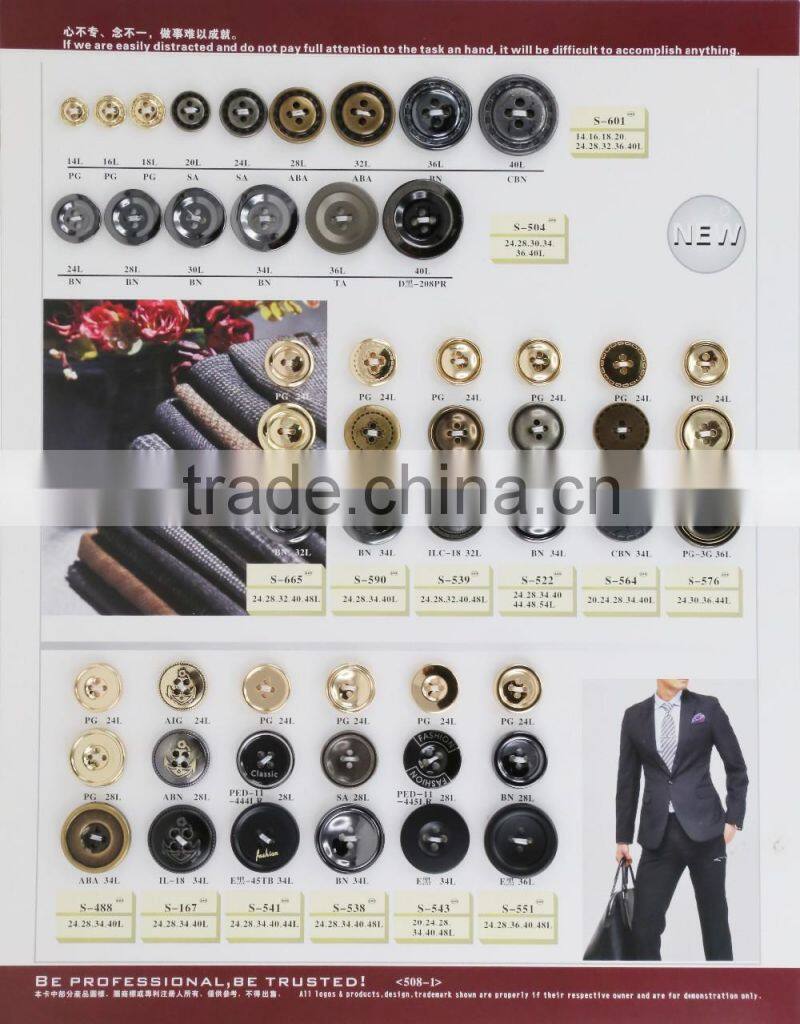 High qualitity 4-holes ABS plated men's suit button