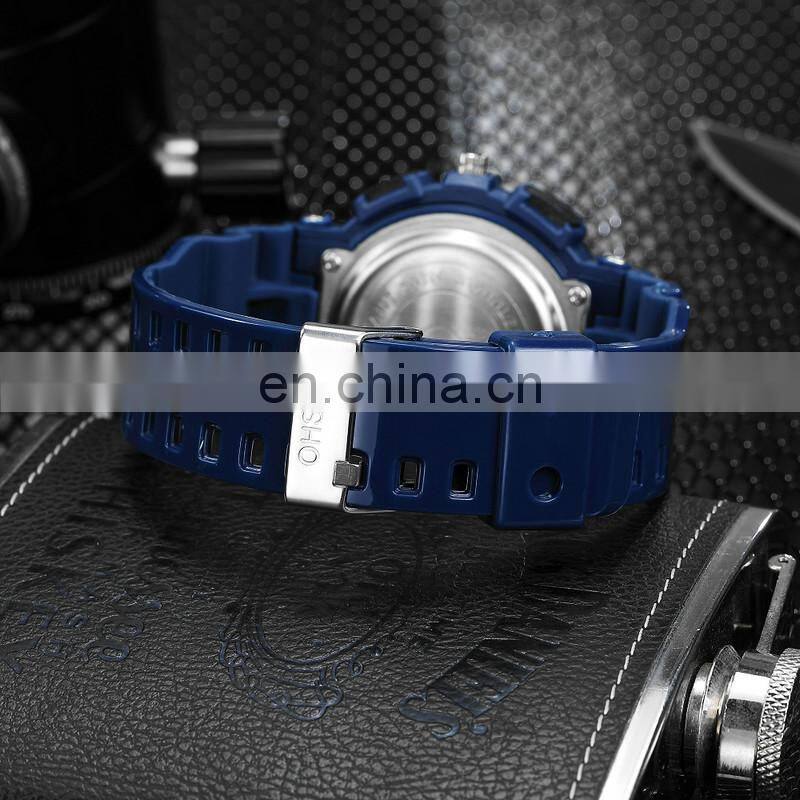 OHSEN AD1803 Men Digital+Quartz Watches 30M Water Resistant LED Digital Plastic Wristwatch