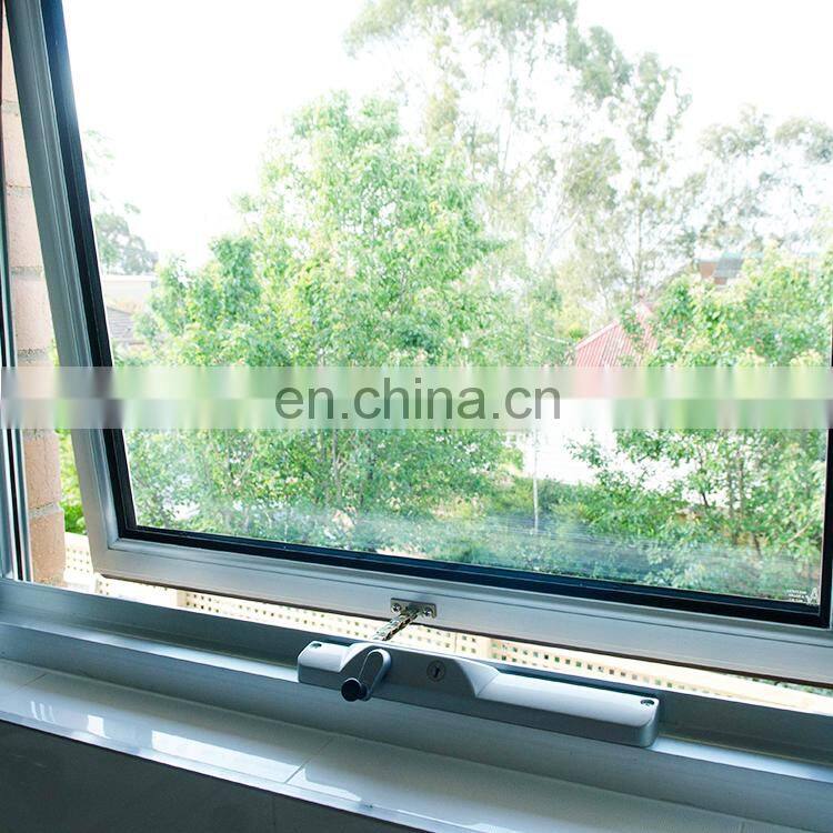 AS2047 CE drop arm window awning double tempered Frosted glass awning window with stainless steel mosquito screen