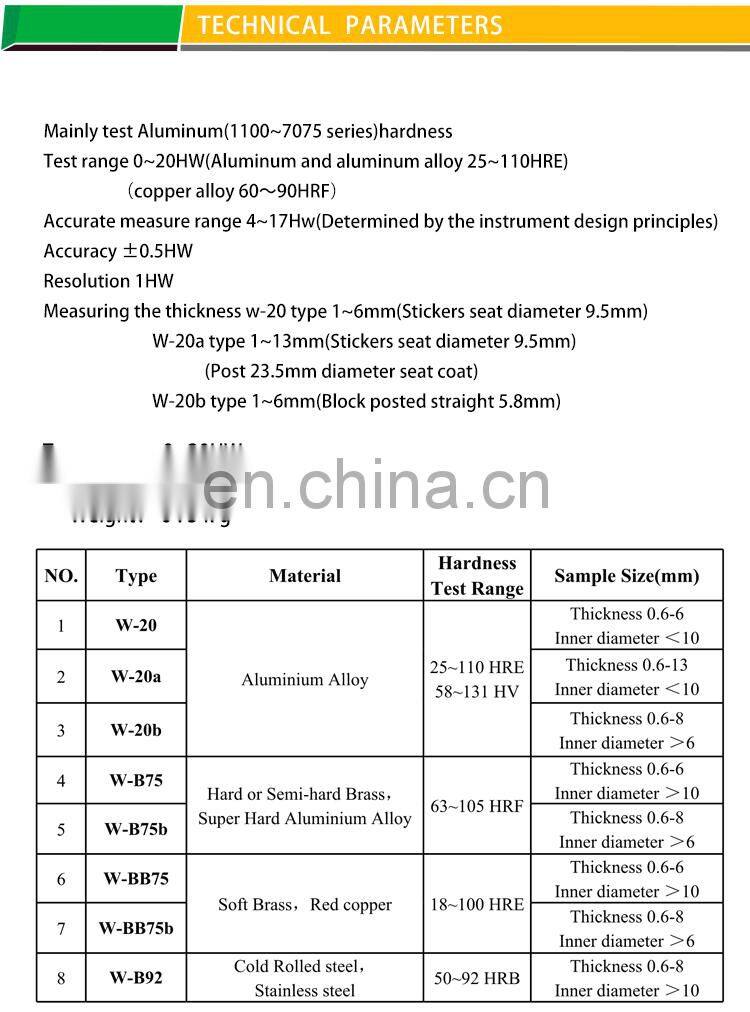 HST w-20b Aluminium Webster Hardness Tester