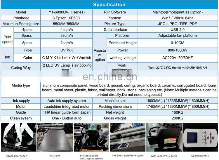 Hot sale Economical 6090 UV flatbed printer (with 2pcs xp600 head , Photoprint ,CMYKLcLm W,1pc uv led lamp )