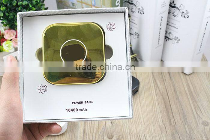 Mini fashion cosmetic mirror power bank 10400mAh phone charger