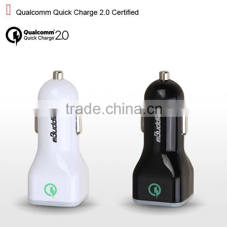 36 Watt Qualcomm Certified Quick Charge 3.0 Dual USB Car Charger with Quick Charge 2.0 Technology for Samsung S6 Edge Note 5