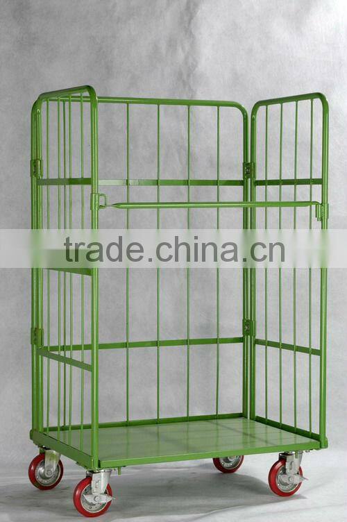 Logistics warehouse steel nestable cage trolley