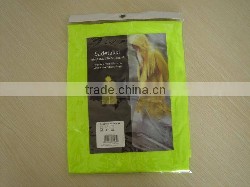 Red fashion children PU raincoats with reflective strips