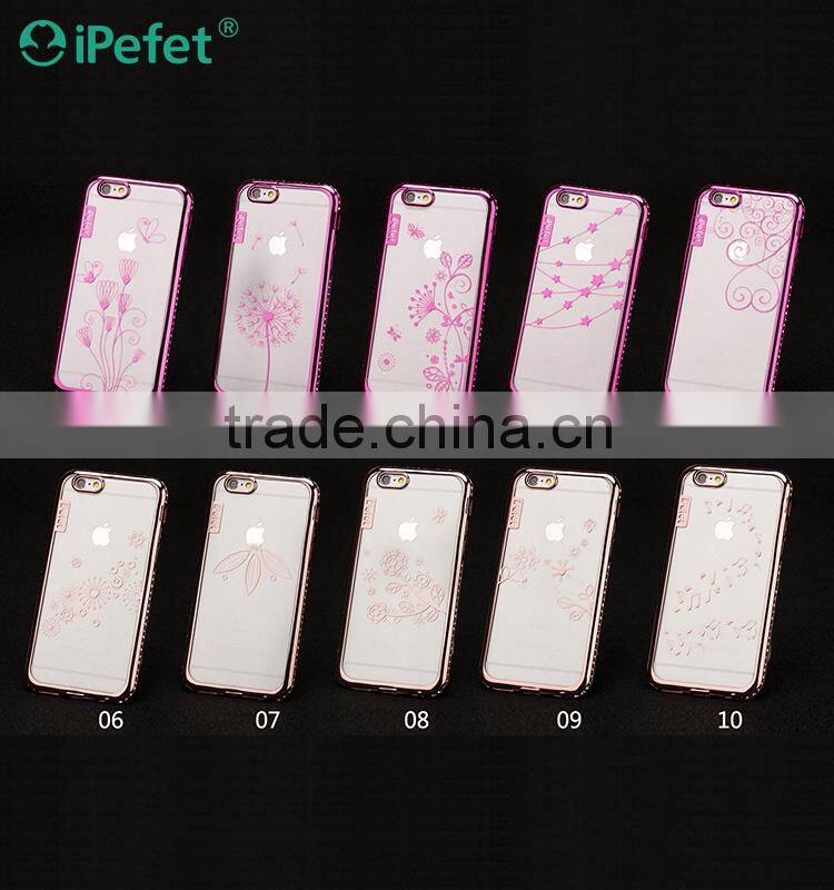 Electroplating Diamond Bumper Clear Crystal TPU Mobile Phone Case Cover For iPhone 6/s