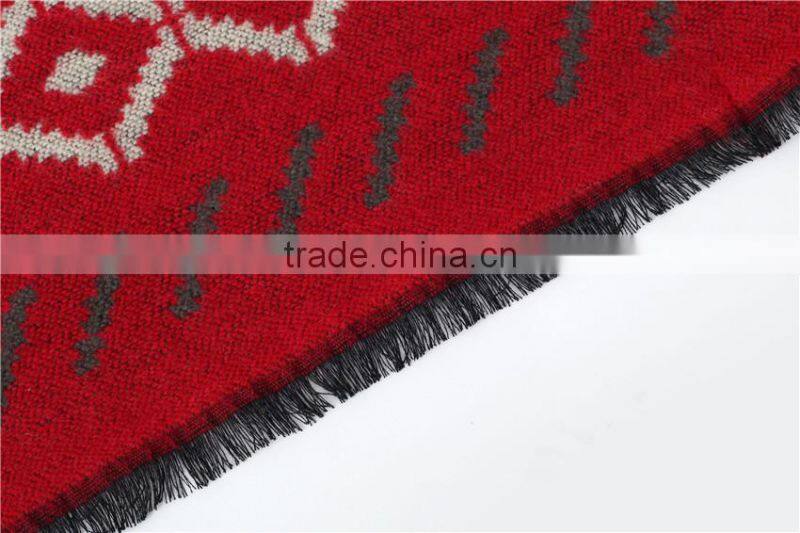 Whoesale Rhombic Geometry Pattern Jacquard Ladies Cashmere Poncho Shawl