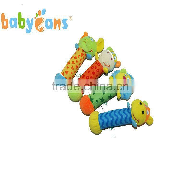 Animalted shaped plush baby rattle toyS with bb sticks for reborn baby dolls