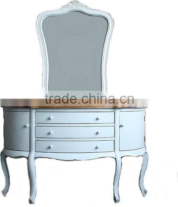 White wooden French morden Dressing table with mirror