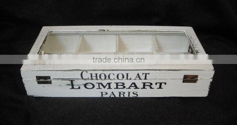 Shabby chic French style white wood sundries storage box