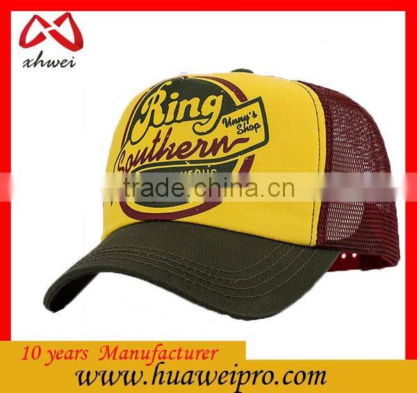 China Headwear Custom 5-Panel Trucker Cap Cotton Twill & Nylon Mesh Trucker Cap