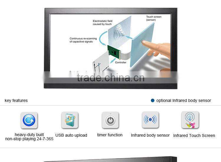 32 inch LCD advertising player indoor video LED touch screen display USB HD video screen monitor