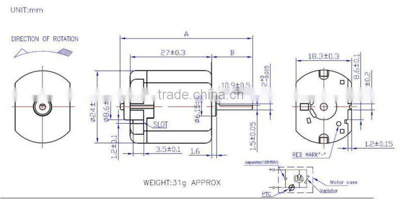 Power Pan motor FT-260SA,mini electric motor, dc micro motor