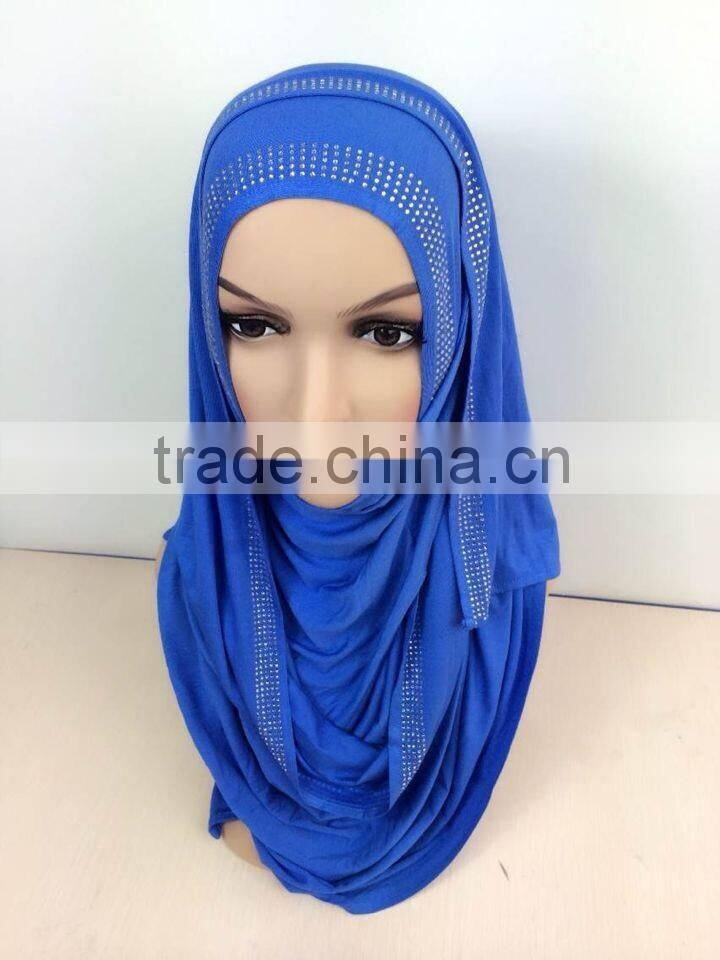JL072 latest cotton jersey scarf with rhinestones