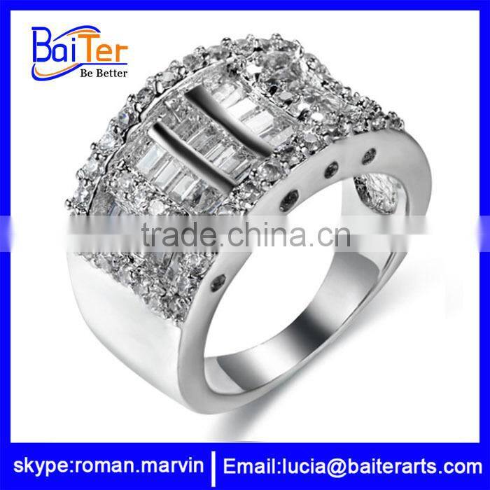 Custom wholesale women's 18K gold plated night club empire cool CZ copper rings for girls